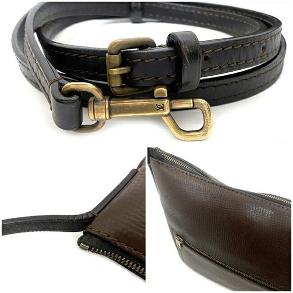 LOUIS VUITTON Shoulder Bag Sack Pla Brown Cafe Utah Leather - Picture 8 of 10